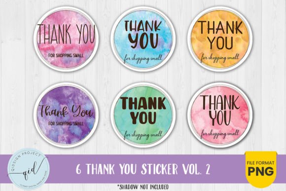 6 Thank You Sticker Vol. 2, Watercolor – A Versatile Illustration Set for Crafters & Etsy Sellers