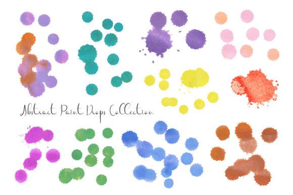Abstract Colorful Watercolor Paint Drop Illustrations for Digital Sellers