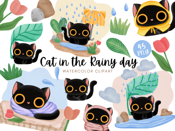 Cat in the Rainy Day Watercolor Clipart: A Designer’s Practical Review for Real Small Business Branding