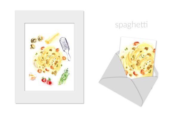 Charming Italian Pasta Recipe Watercolor Sketch Illustrations for Local Food Branding