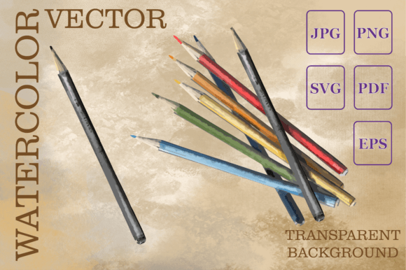 Colored Pencils. Watercolor Vector