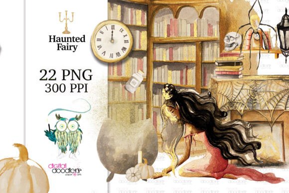 Ethereal Branding with Haunted Fairy Watercolor Clipart Illustrations
