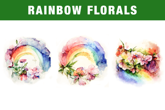 h1Watercolor Rainbow Florals Illustrations for Digital Sellers/h1