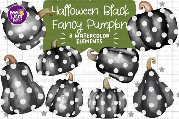 Halloween Pumpkin Watercolor Clipart for Etsy & Print-on-Demand Sellers