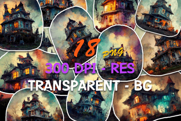 Halloween Watercolor Stickers PNG Bundle for Crafters & Etsy Sellers
