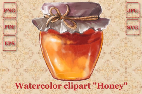 Honey Jar Watercolor Color Vector Svg for Blog & Editorial Design