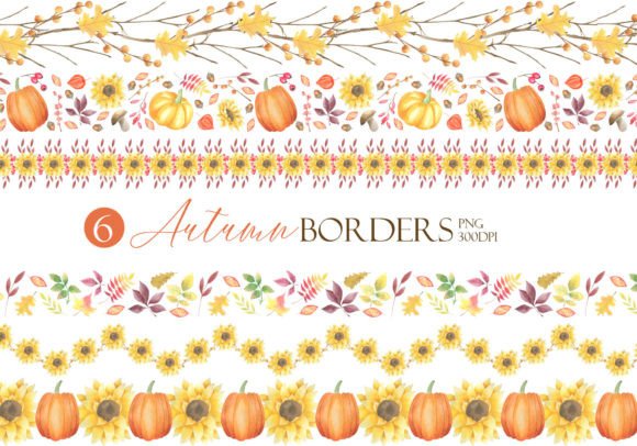 Watercolor Autumn Borders for Illustrative Blog Design