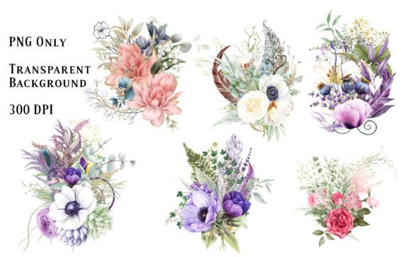 Watercolor Bouquets 4: Elegant Illustrations for Lifestyle Blogging and Digital Content