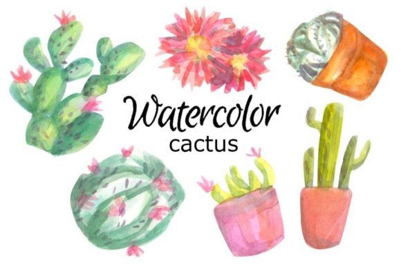 Watercolor Clipart Cactus Succulent Art for Crafting & Handmade Business Use