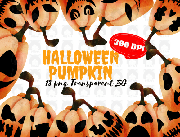 Watercolor Fall Halloween Pumpkin Illustrations for Seasonal Design Projects