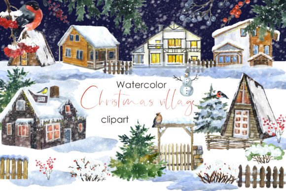 Watercolor Holiday Village Clipart PNG: A Visual Designer’s Take for Content Publishers