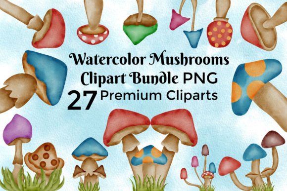 Watercolor Mushrooms Clipart Bundle PNG Review
