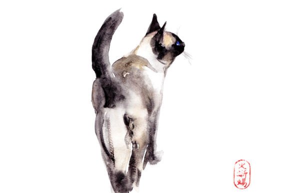 Watercolor Siamese Cat Illustration for Lifestyle Blogs and Creative Content