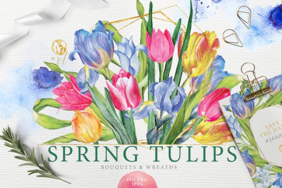 Watercolor Spring Tulips Illustrations for Crafters & Handmade Sellers