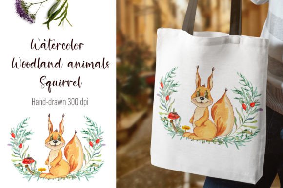 Watercolor Squirrel & Beautiful Wreath Illustrations for Blog and Editorial Design