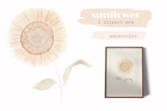 Watercolor Sunflower Clip Art for Illustrations & Digital Product Sales