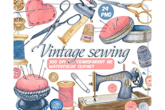 Watercolor Vintage Sewing Clipart Set: A Designer’s Honest Take for Real Embroidery Use