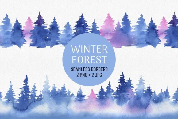 Watercolor Winter Forest Landscape Illustration for Local Branding