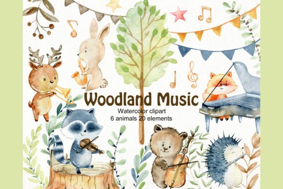 Watercolor Woodland Animals Illustrations for Digital Sellers